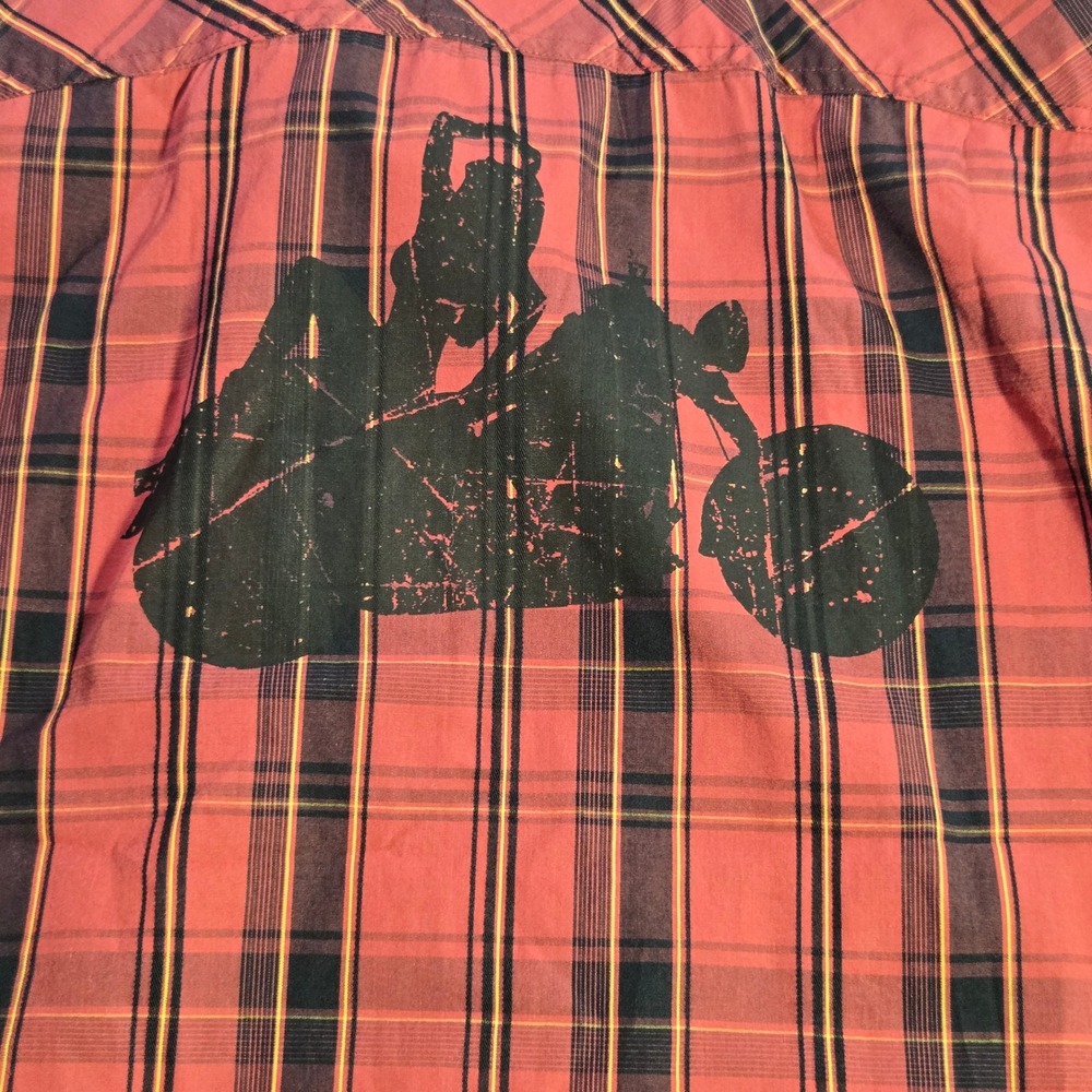 Harley-Davidson Mens Plaid Short‎ Sleeve Button Up Shirt Red Black  Large - Picture 3 of 9